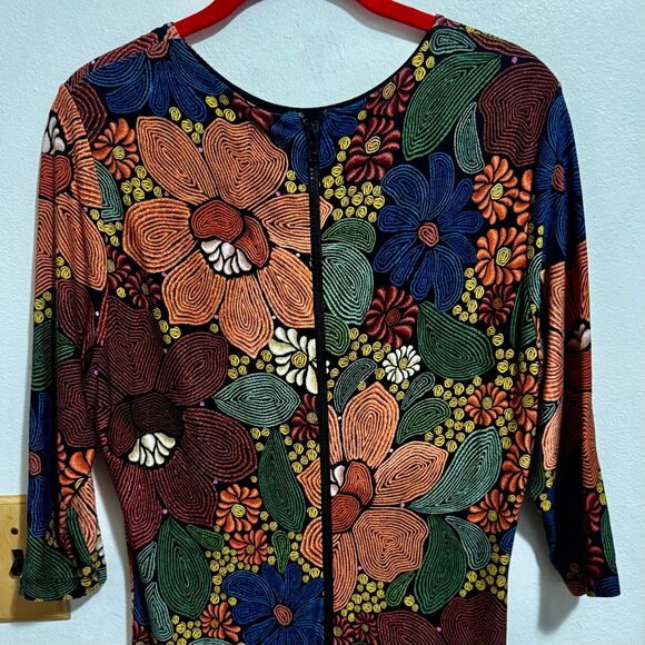 Farm Rio Floral Midi Dress Large Stitched Boho Fall Wedding Guest Worn Once - Picture 13 of 15